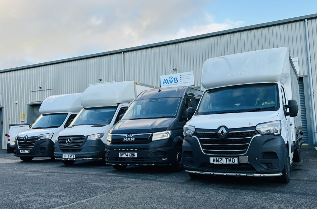 The AA2B Couriers fleet lined up outside the Bolton depot